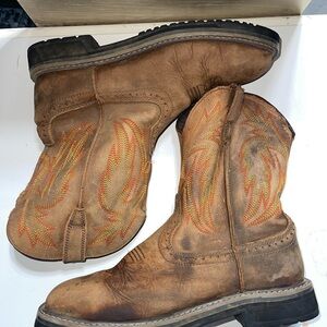 Hermans Brown Leather Steel-Toe Western Boots